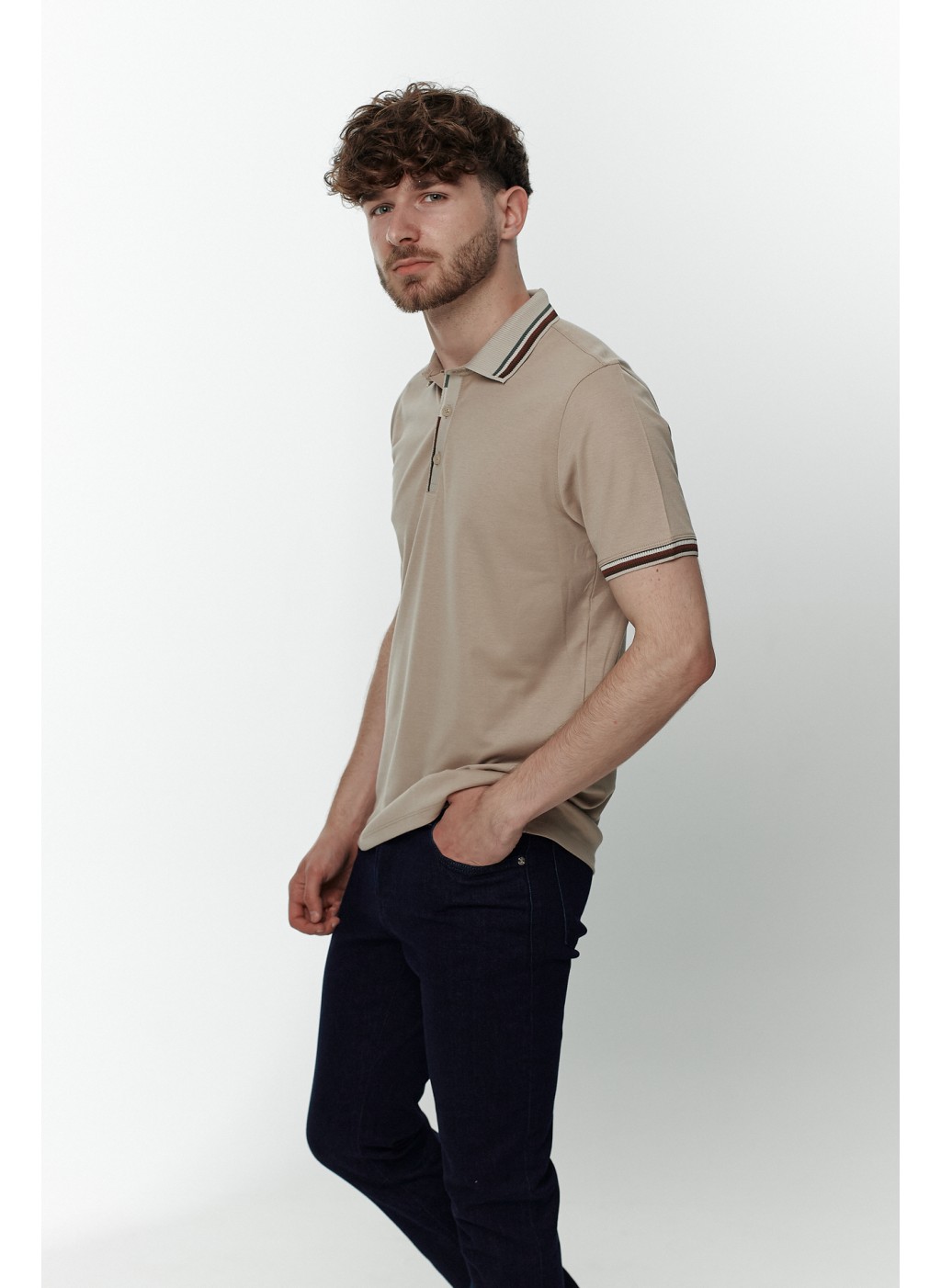 Футболка поло чоловіча бежева